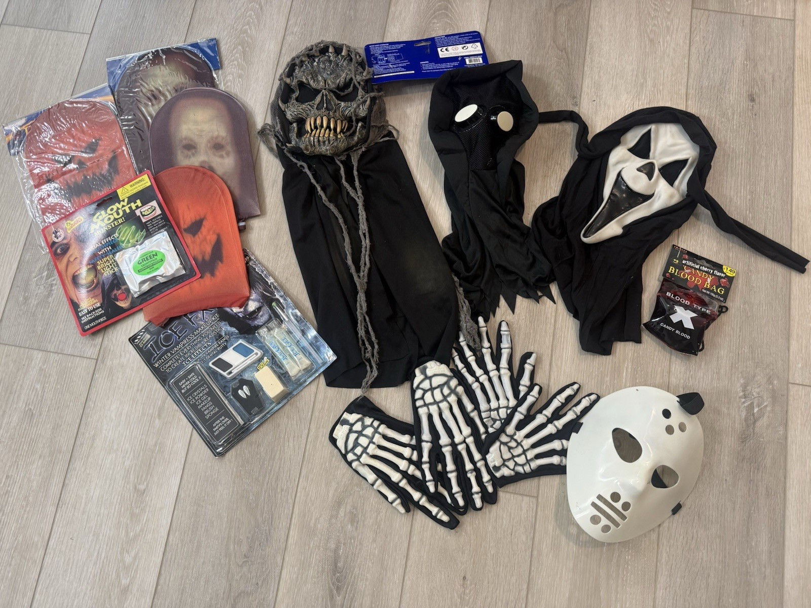 Lot Of Halloween Masks Make Up And More