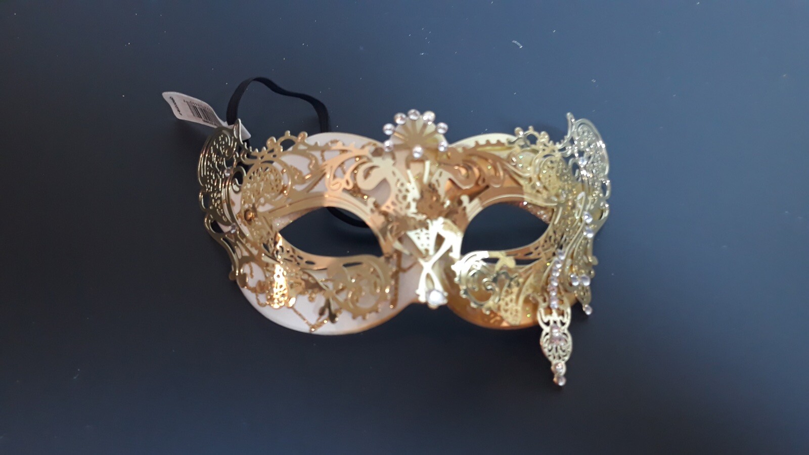 Masquerade Woman’s Eye Mask Light Metal Design With Rhinestones Gold