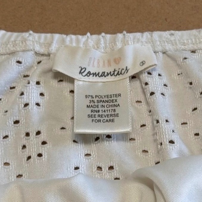 URBAN Romantics White Eyelet Smocked Peplum Top Square Neck Cottagecore Small