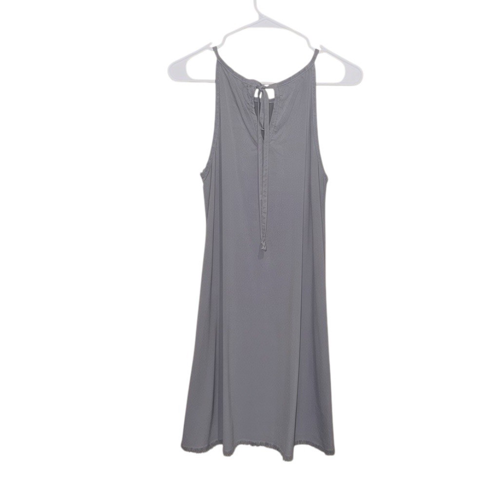 Cloth & Stone Gray Solid Shift Dress Scoop Neck Sleeveless Tie Fringe Short M