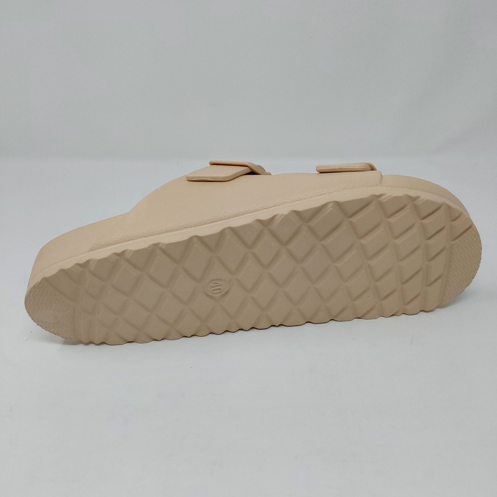 Women’s Double Buckle Comfort Slide Sandals Beige Size EU 40 US 9-9.5