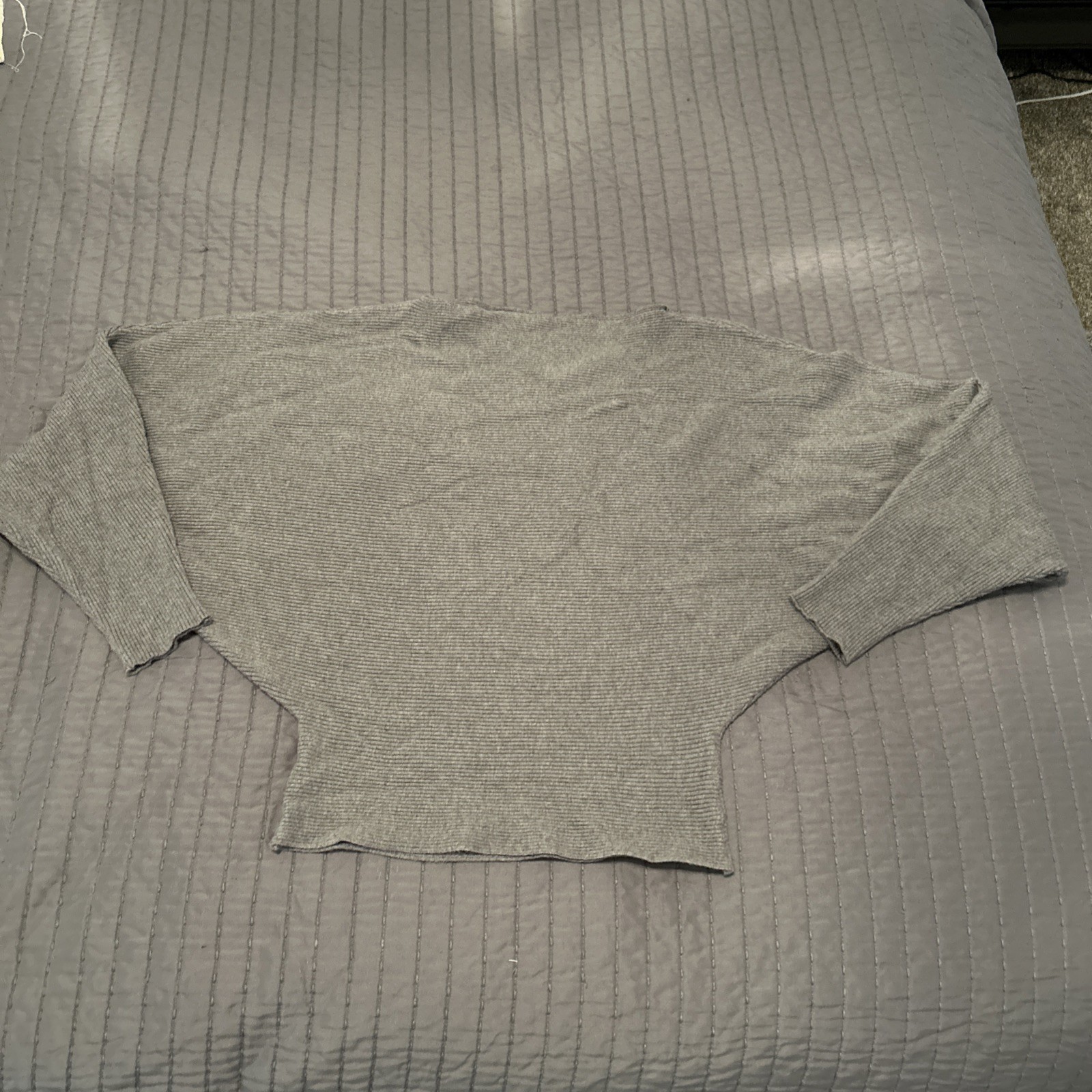 GABERLY Boat Neck Batwing Sleeves Dolman Knitted Sweaters Pullover Top Gray
