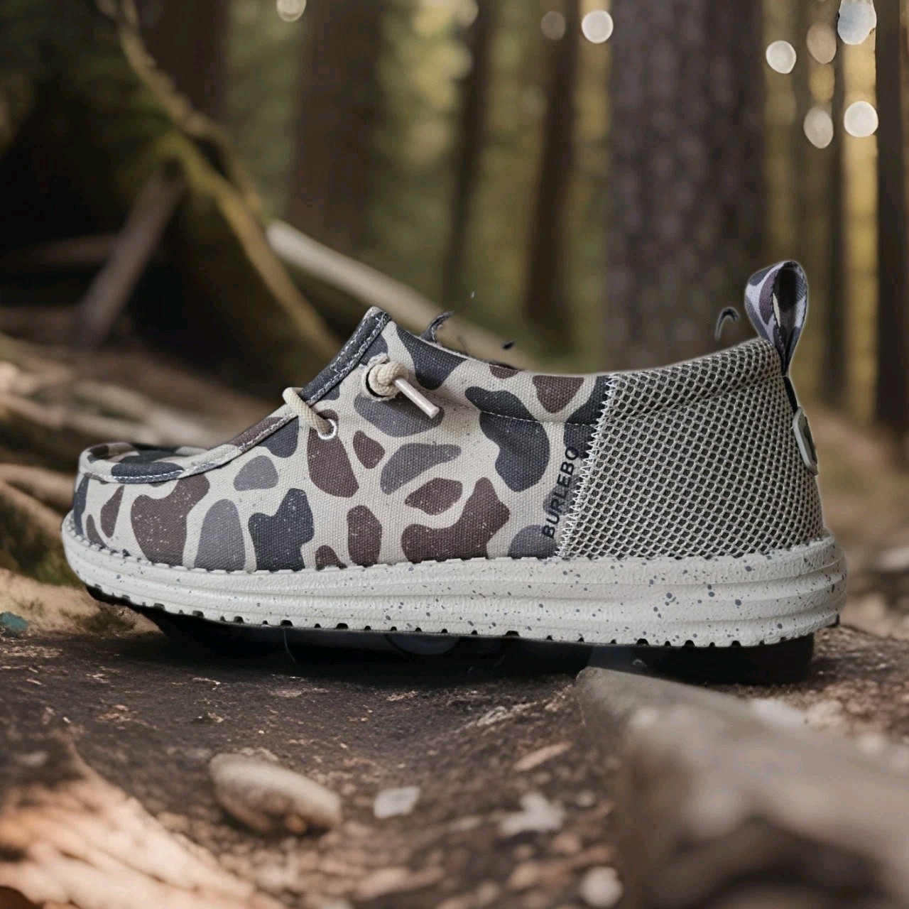 Men’s HeyDude X BURLEBO Wally Funk Deer Camo – Taupe/Camo