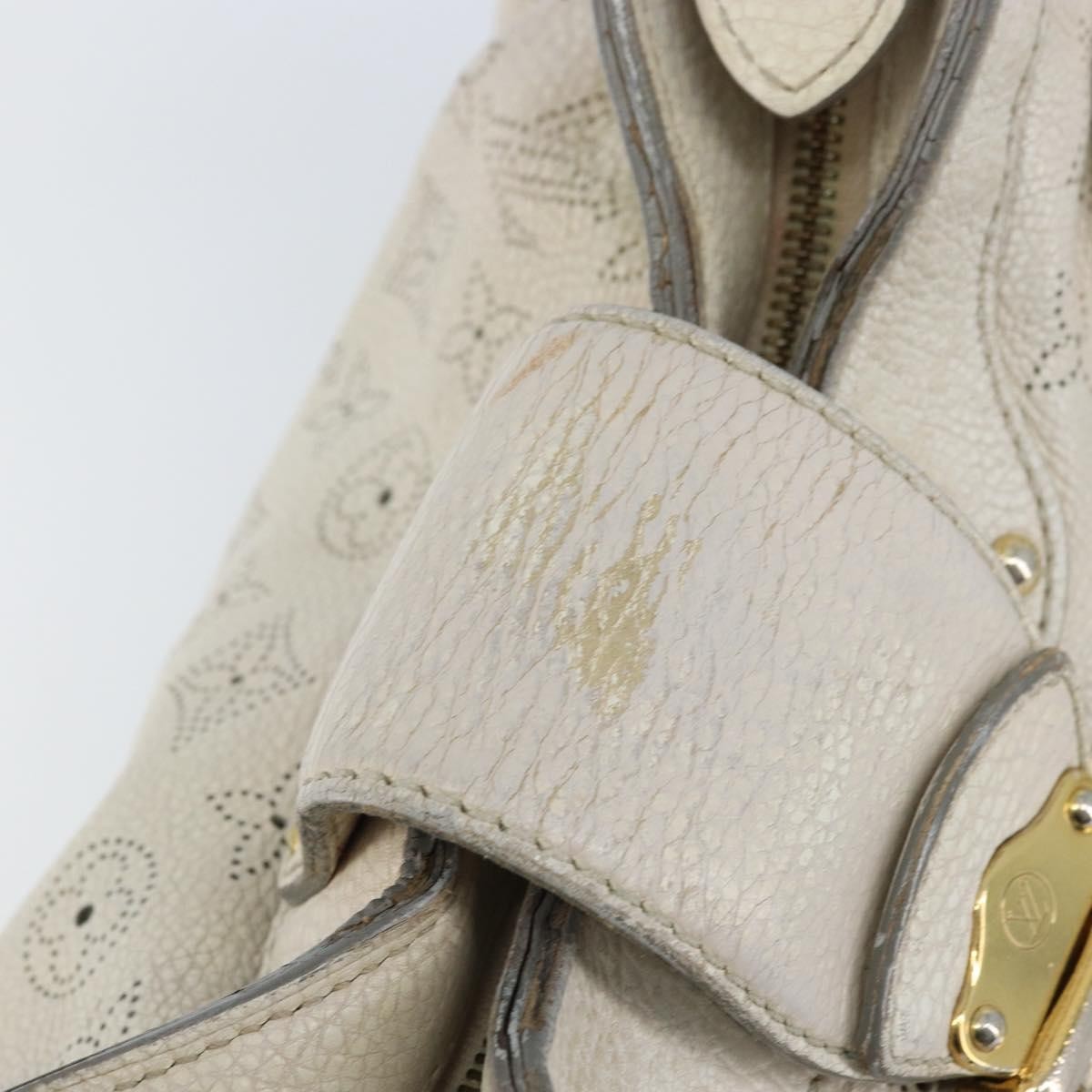 LOUIS VUITTON Mahina Solar PoweredGM Bag Leather White M93128 LV Auth bs34140
