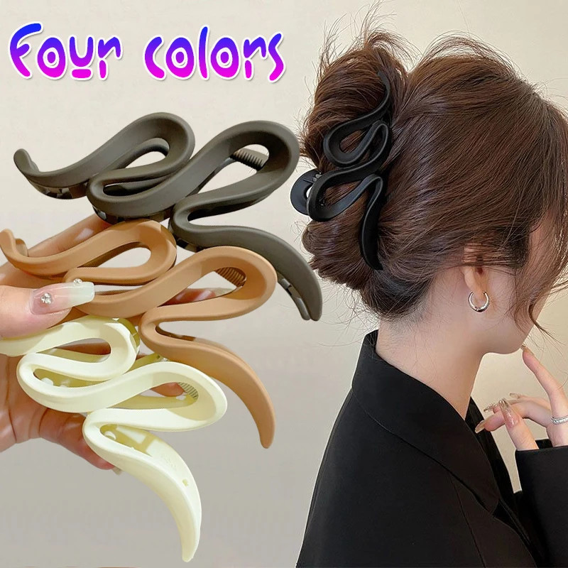 13cm Acrylic Hair Claw Clips Matte Wave Design Women Girls Hair Accessories Set