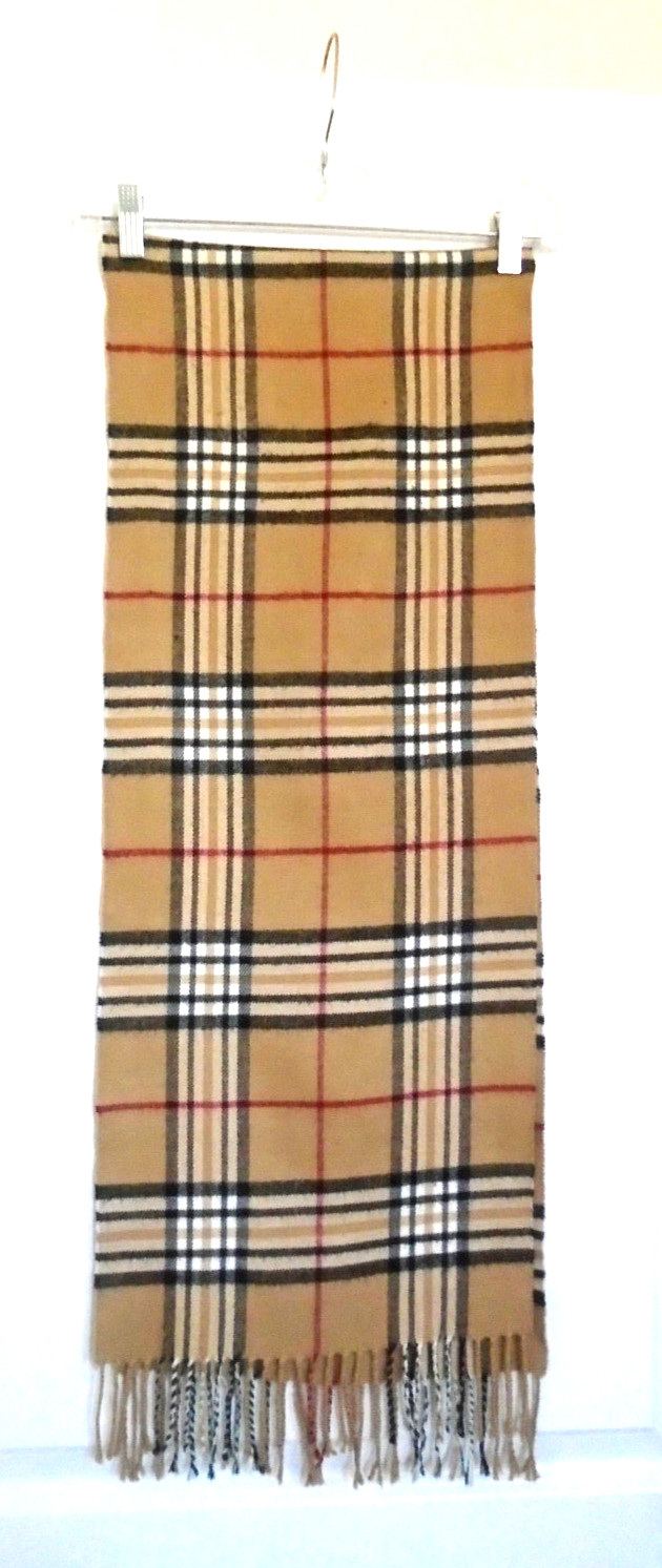 100% Cashmere Italy Design 12×70 Soft Brown & Other Colors Checker Plaids Scarf