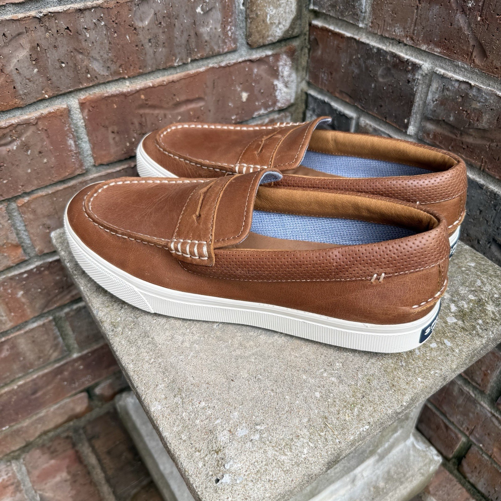 Sperry Men’s Authentic Original Plushwave Penny Boat Shoe Cognac New Size 8