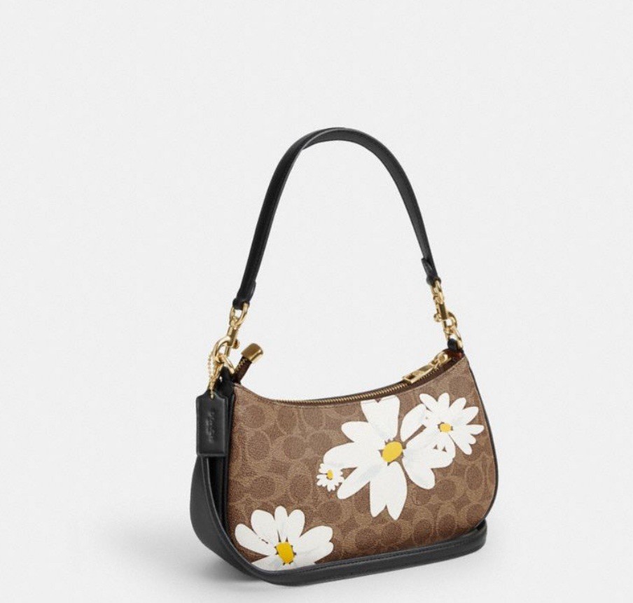 NWT COACH Teri Signature Leather Shoulder Bag With Floral Print