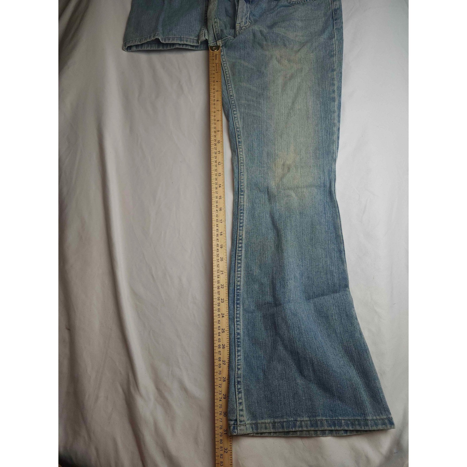 American Eagle Hipster Fit Flare Jeans Light Wash Blue Denim Y2K Size 12 Reg