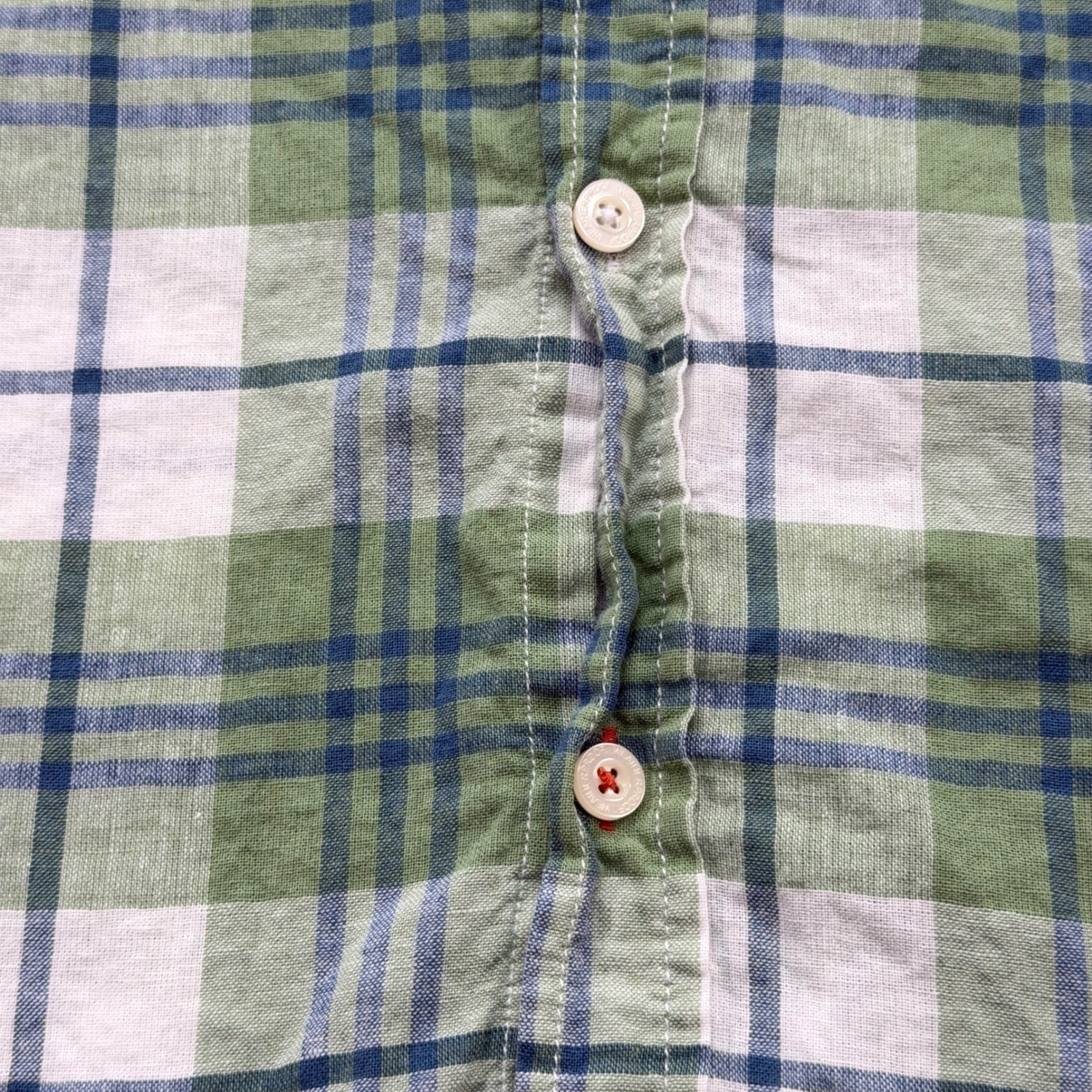 Weatherproof Vintage Washable Linen Plaid Short Sleeve Shirt Men XXL Green