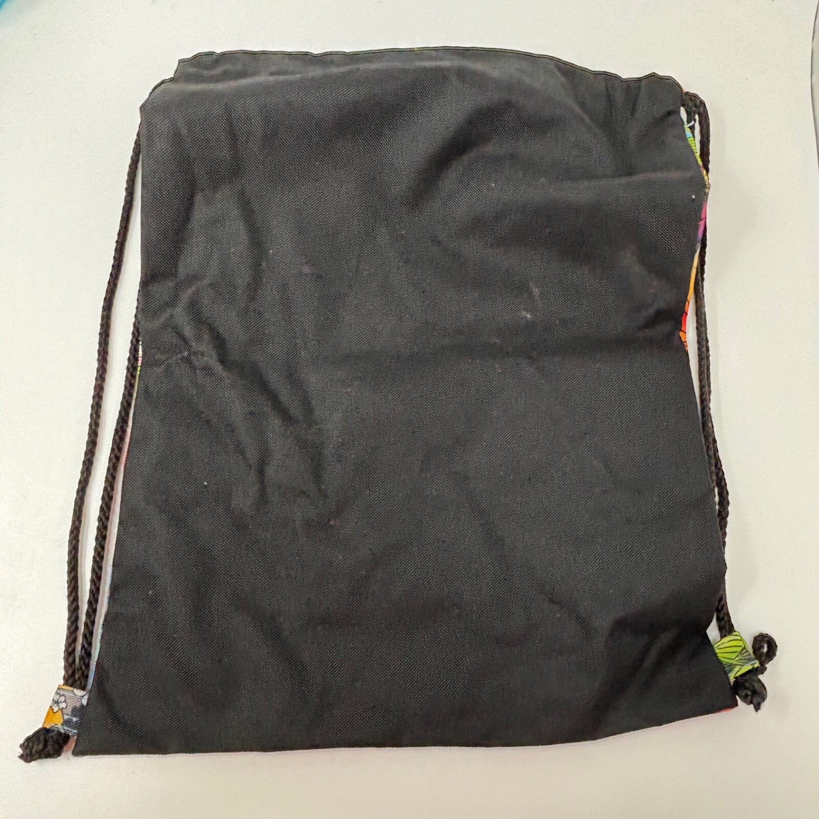 Unbranded Fabric Drawstring Backpack Multi Color Print Floral Fish Butterfly
