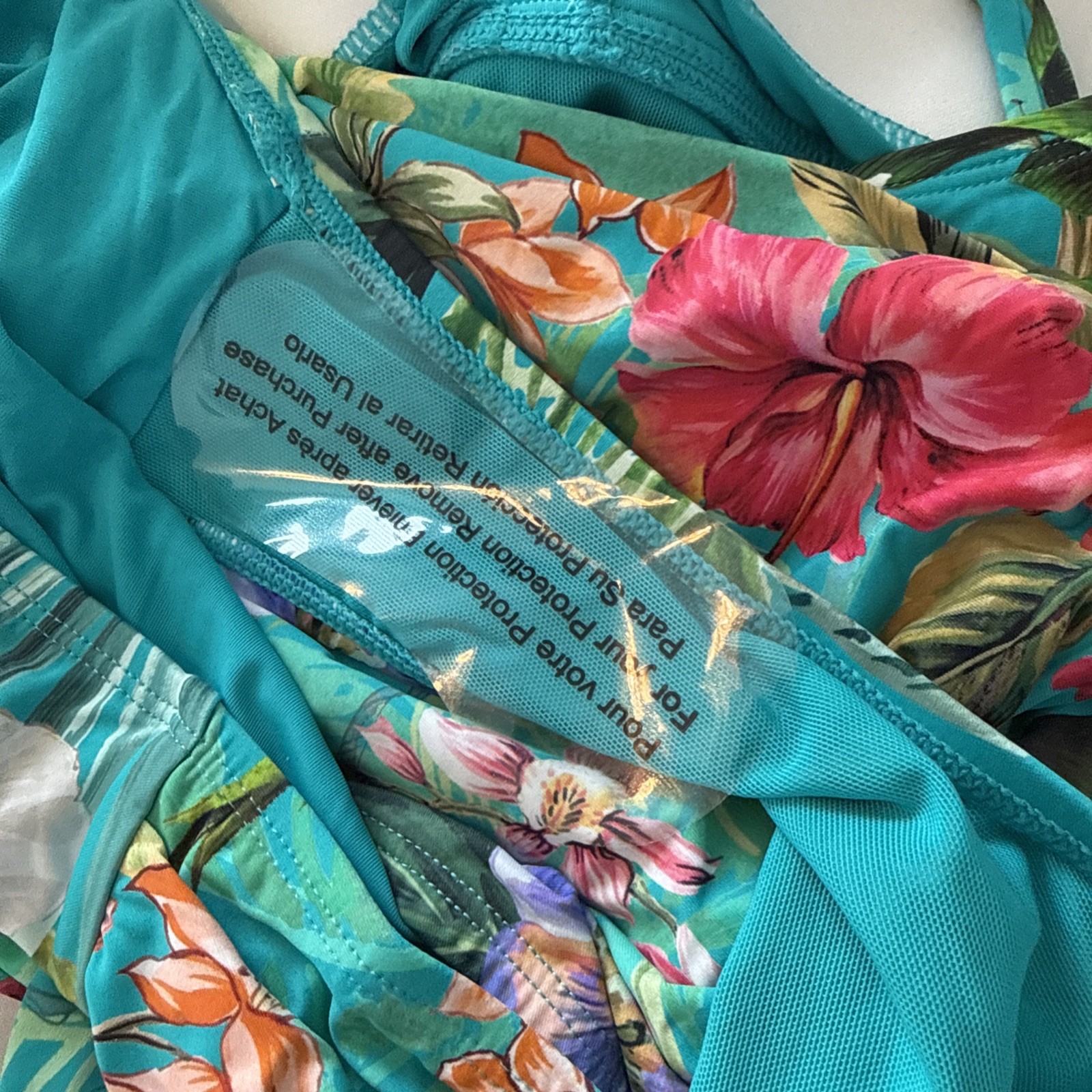 Jantzen Size 18 W Floral Tummy Control One Piece Swimsuit Palms Tropics NWT