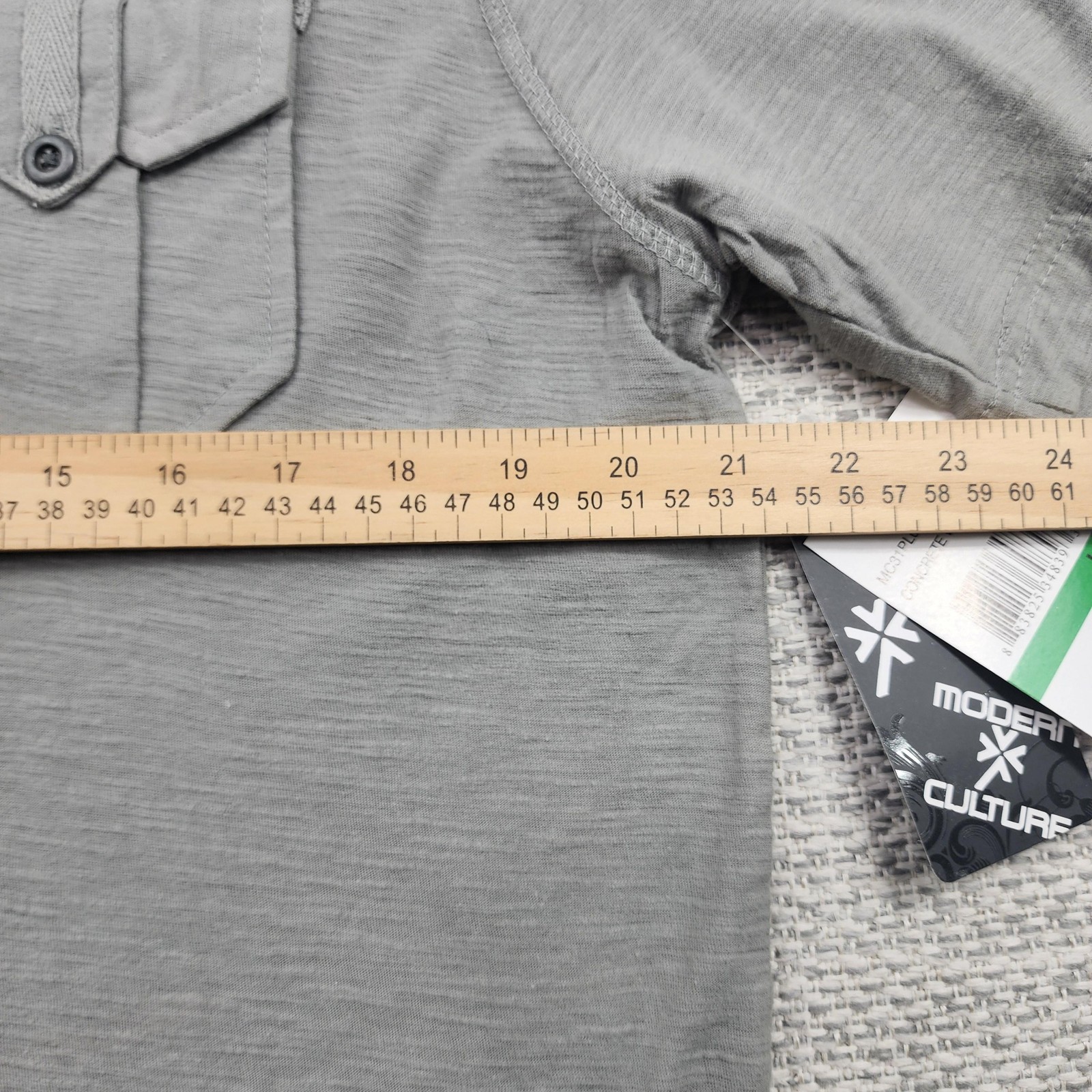 Modern Culture Polo Shirt Mens Large Gray Concrete Wash Pocket Button Casual New