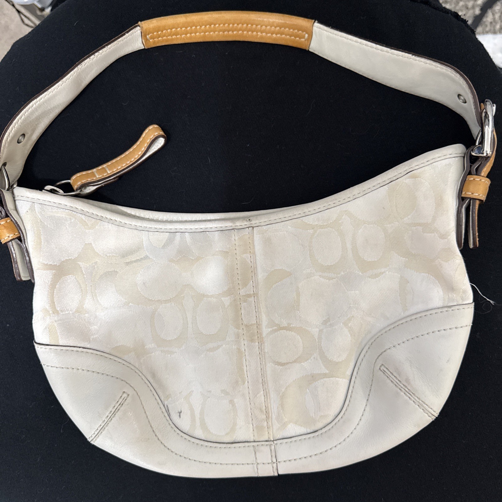 VTG Limited Edition Coach Optic Signature C Hobo Shoulder Bag Y2K White Tan 1850