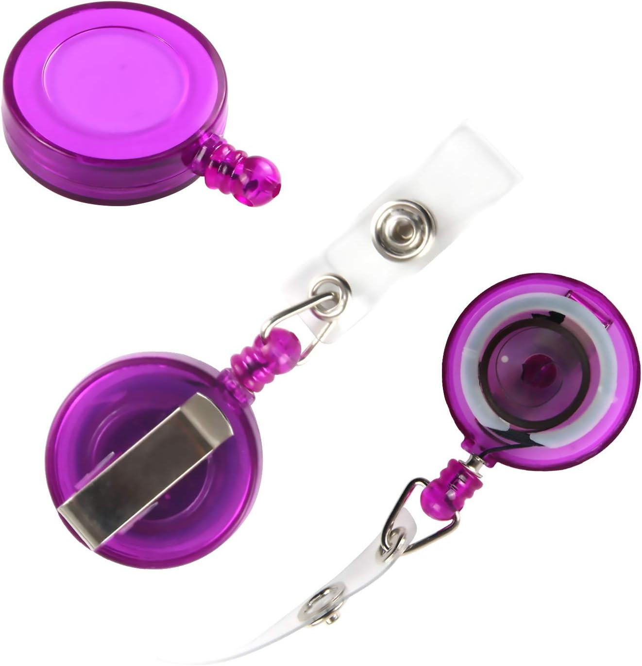 50 Pcs Retractable Badge Reel Clips Holder for Hanging ID Multi Color