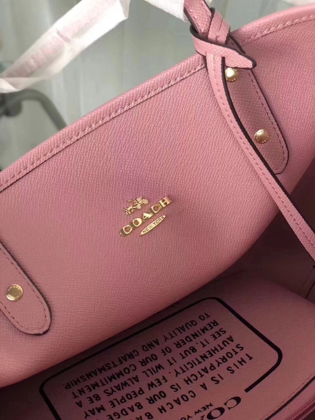 Coach F36658 Brown / Pink Reversible City Tote Bag With Pouch Outlet NWT