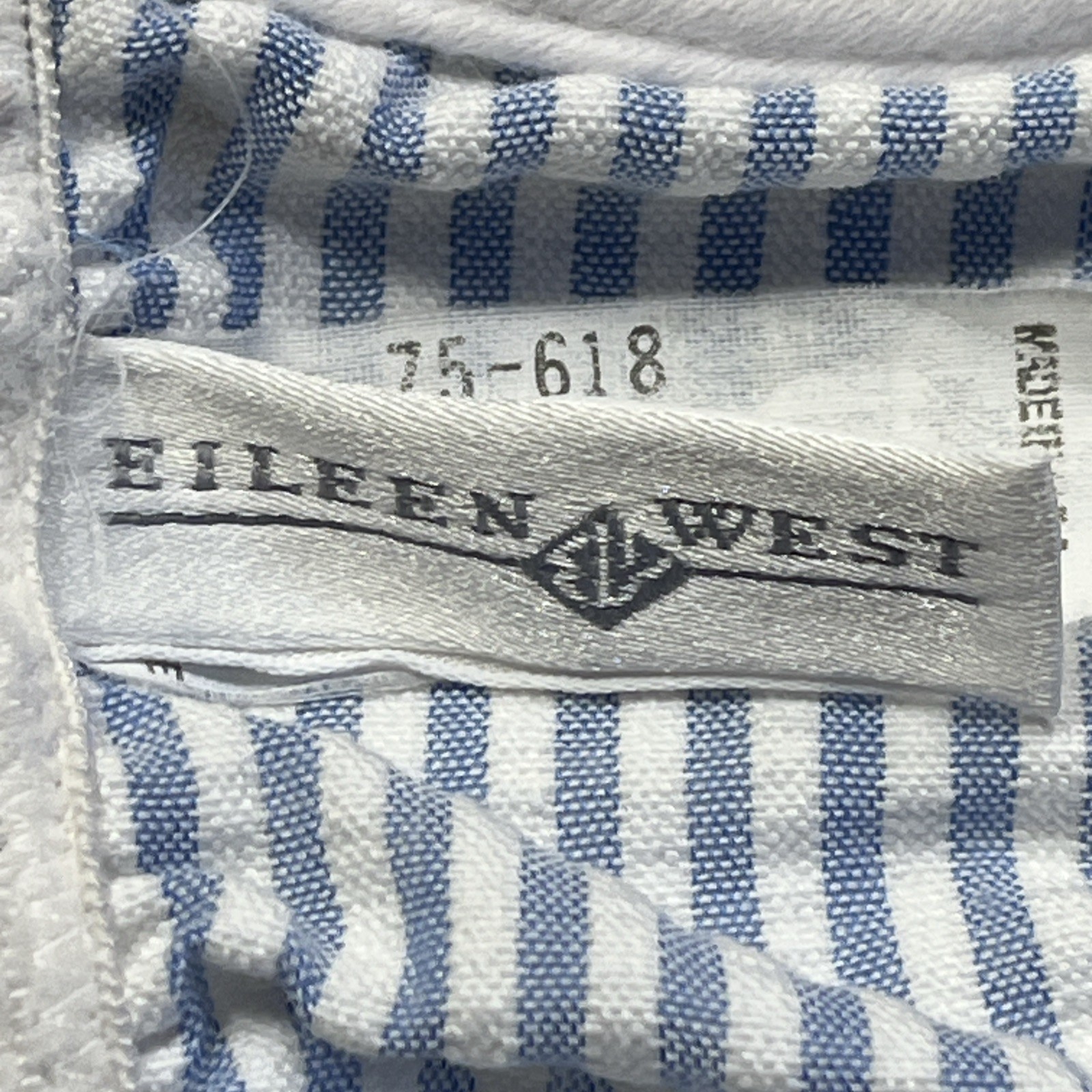 Eileen West Bra Women 34C Underwire Seersucker 75-618 Demi Unpadded Preppy Retro