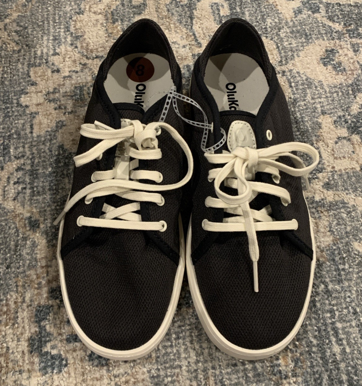 OluKai Women’s Size 8 Black White Sand Casual Sneakers Shoes, NEW