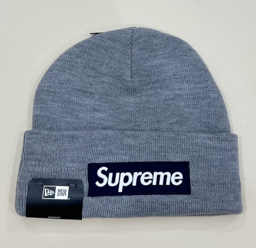 NEW IN BAG Supreme Box Logo Grey/Navy Blue Beanie FW25