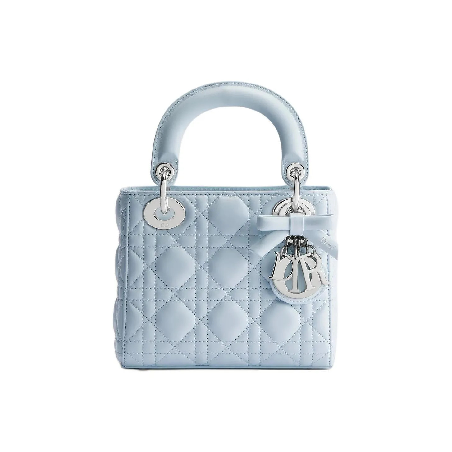 DIOR Lady Dior Leather Handbag Mini for Women Blue 6.7*2.8*5.9 in