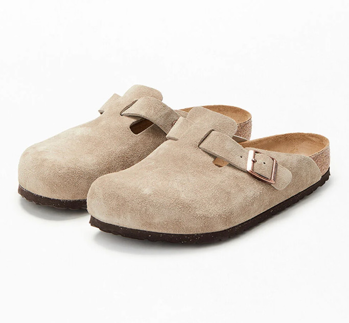 Birkenstock Boston Suede Leather Soft Footbed Taupe/Black/Mocha/Clog Sandals