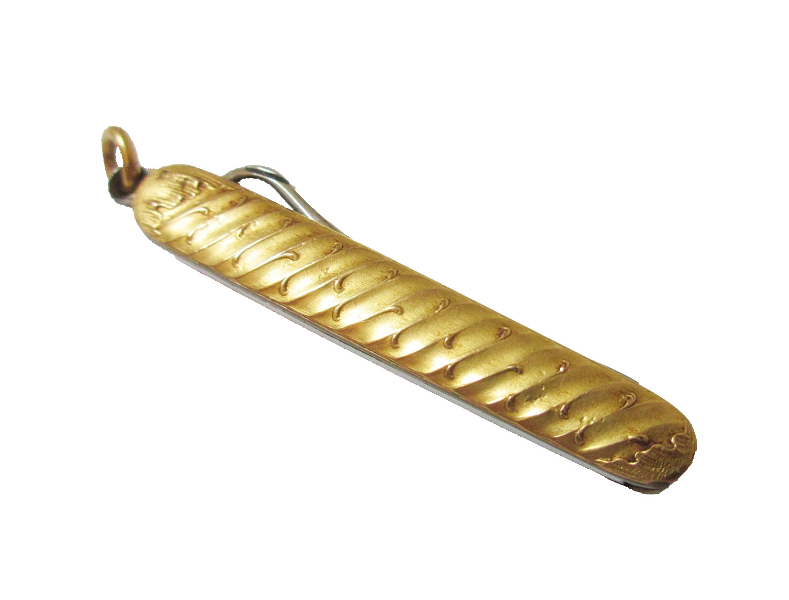 Antique Glove Button Hook 10k Gold Ribbed Design with Scrolls