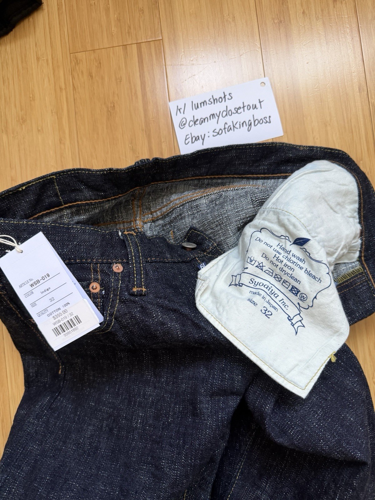 NEW PBJ WSB-019 16 oz Slubby Relax Tapered size 32 (Measures 30) Pure Blue Japan