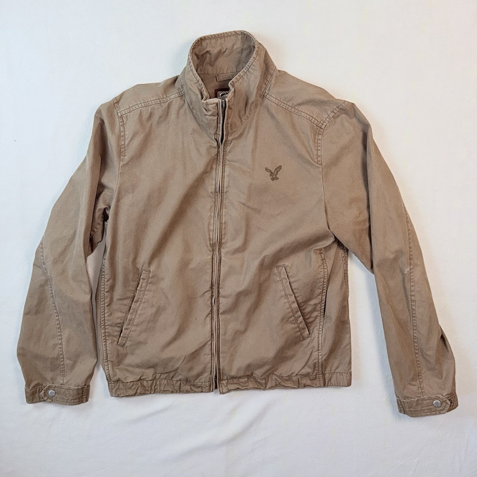 American Eagle Harrington Jacket Cotton Twill Men’s M Tan YKK Zip Front