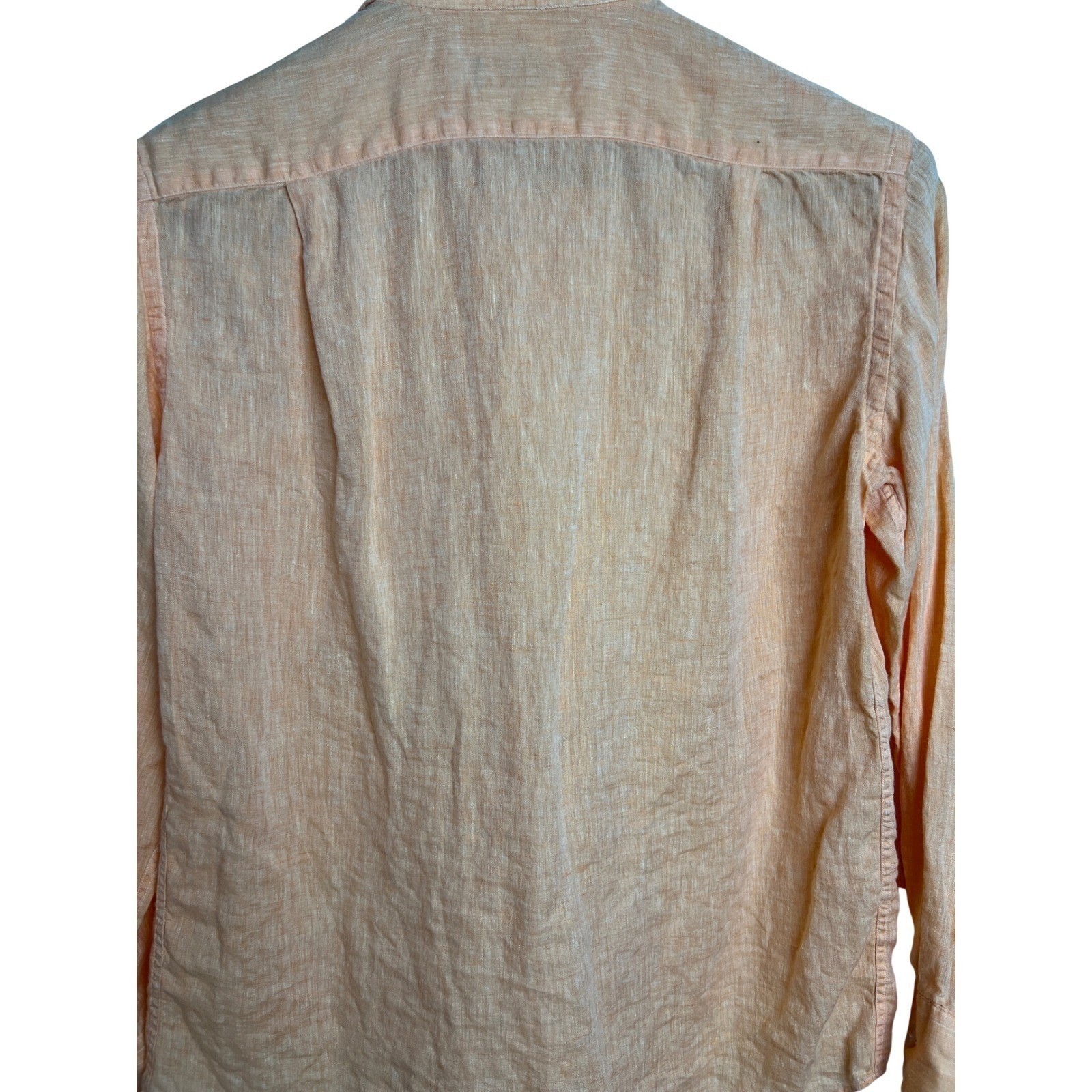 Corneliani Button Down Mens 15.5/39 Peach Orange Linen Made in Italy Luxury B27