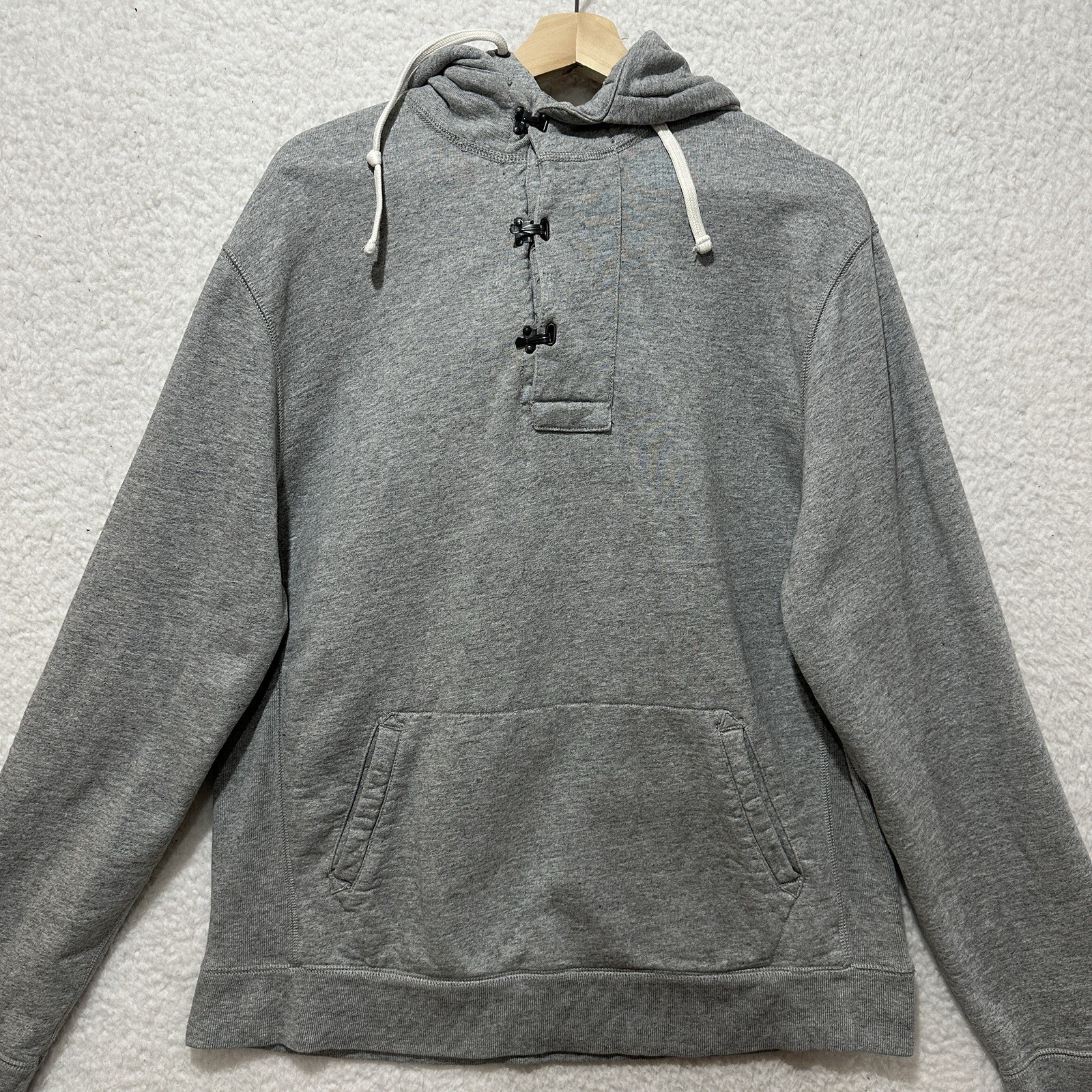 J.Crew Outerwear Fleece Hoodie Gray Deck Hook Heavyweight Sweater Size Large