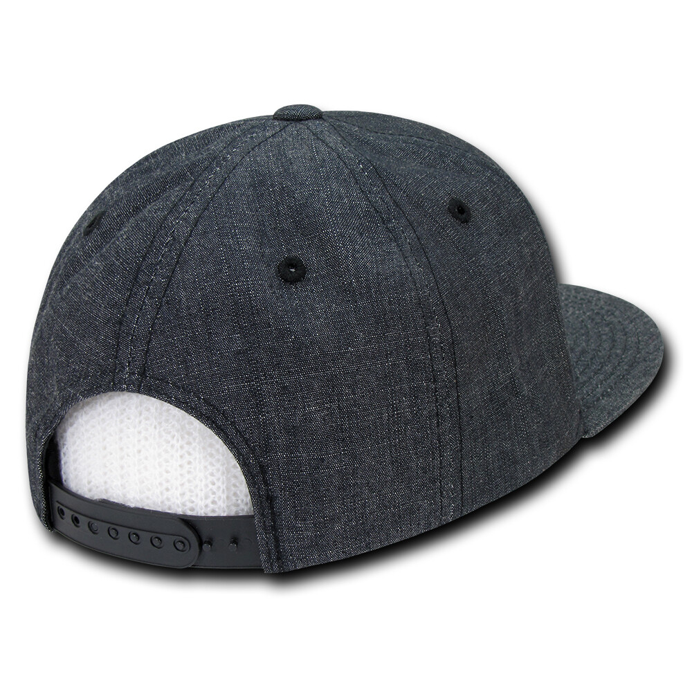 Washed Denim Snapback Hat – Black, Cotton (Decky 1094-BLK, New with Tags)