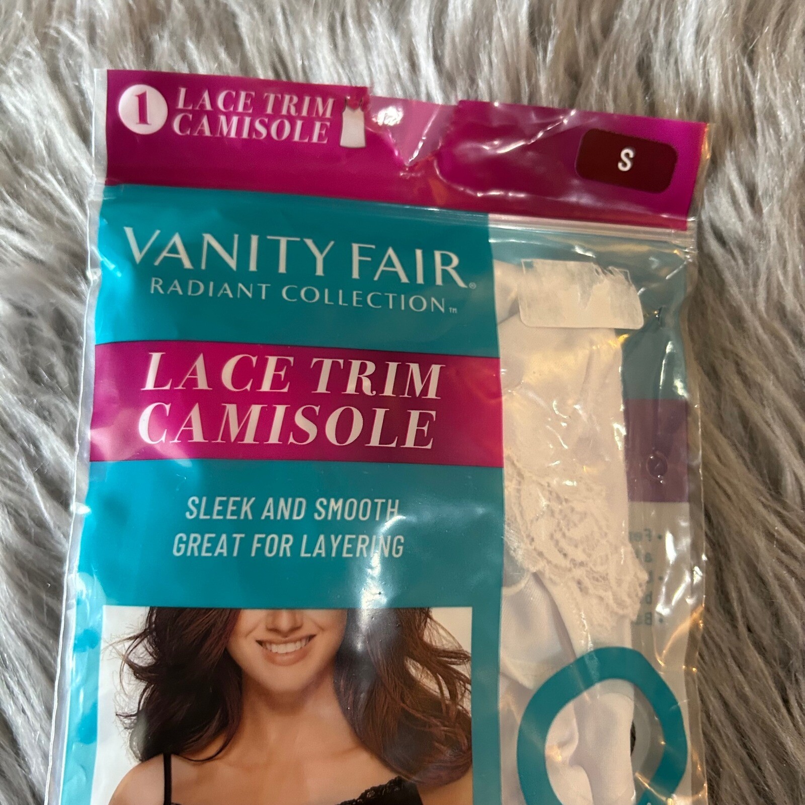 Vanity Fair Radiant Collection Lace Trim Camisole Women’s Size Small White Tank