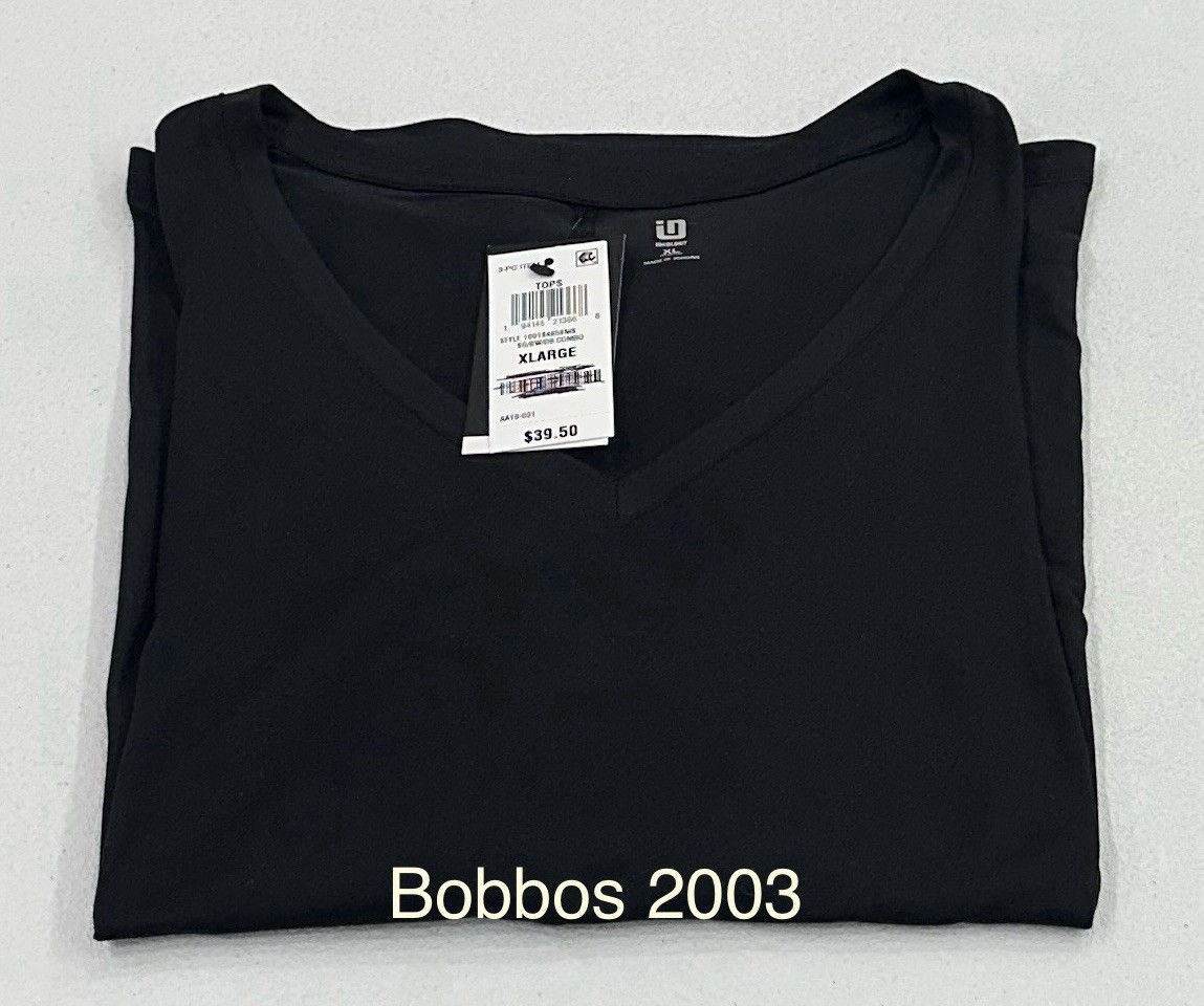 Ideology Women’s Heathered Short-Sleeve V Neck Tee, Black, Size XL