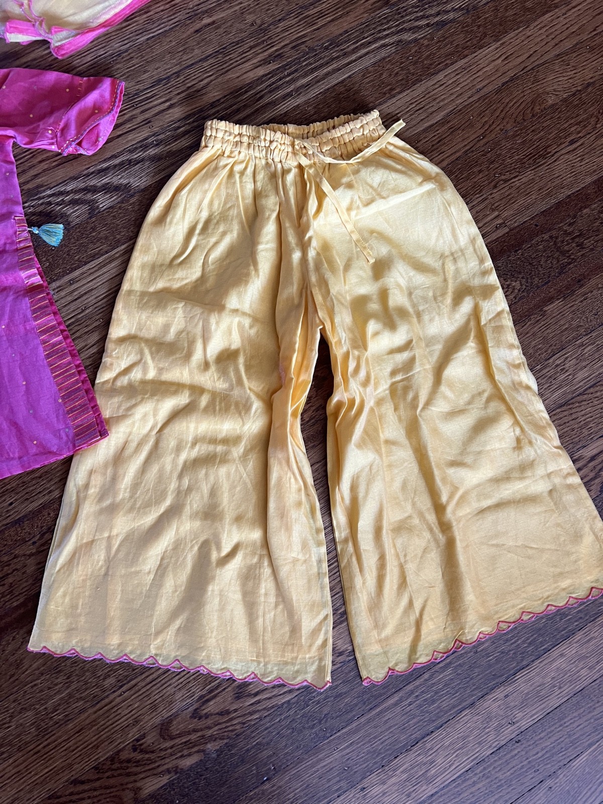 Fab India Kids Palazzo Set – Pink & Yellow Girls 2-3 Yrs
