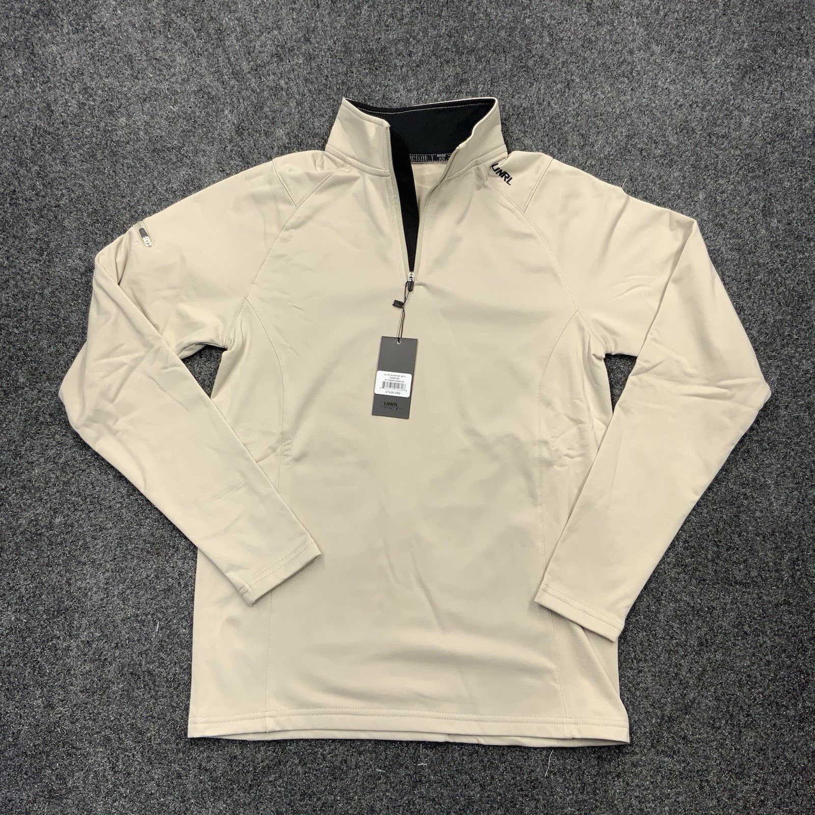 New UNRL Quarter Zip Pullover Men Athletic Performance Golf Lightweight XS Tan