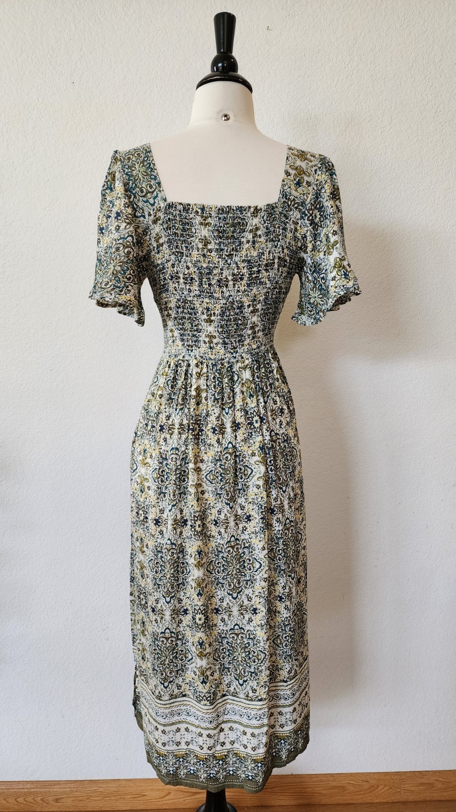 New Anthro Midi Dress Size Small Green Garden Coquette Cottage Boho Peasant