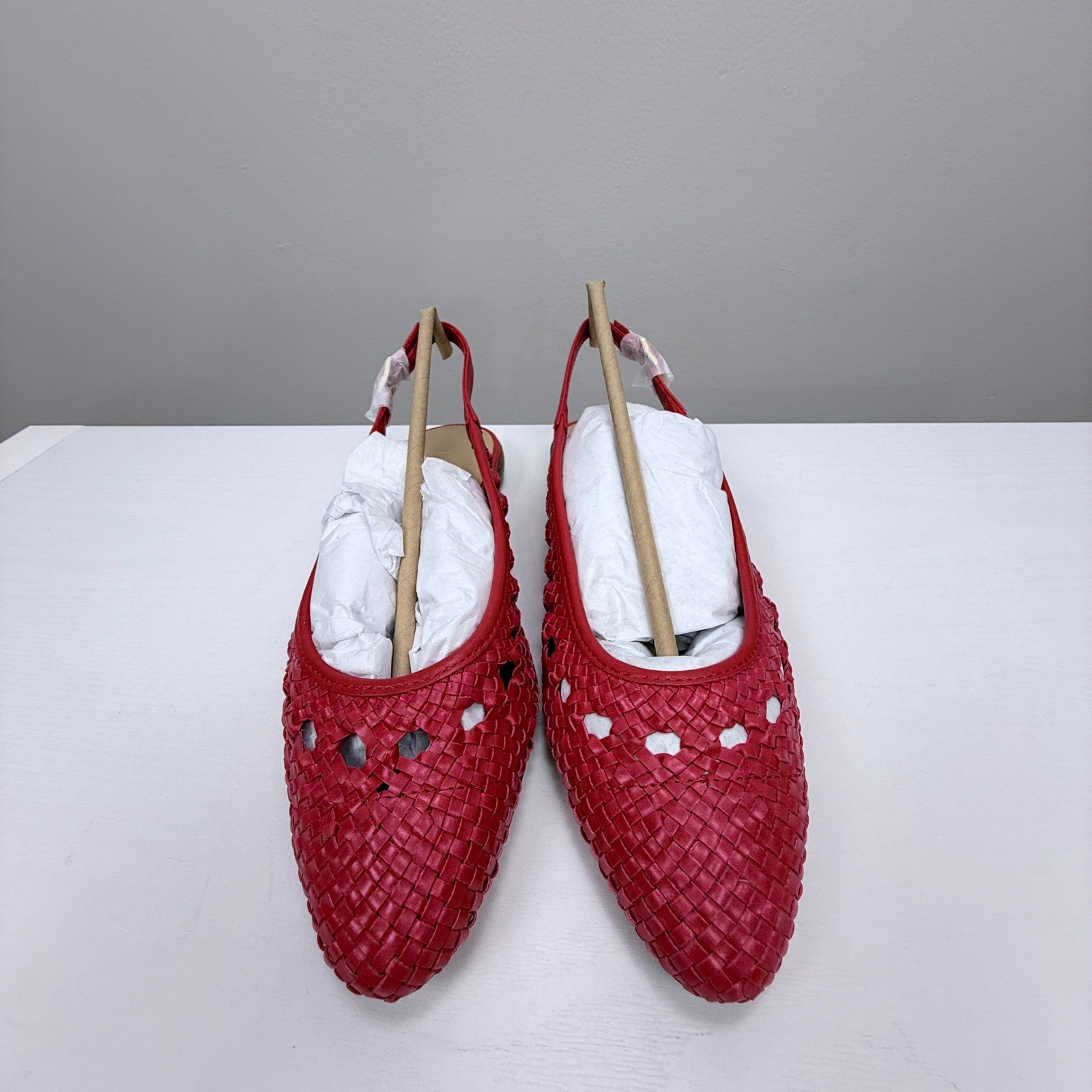 Talbots Edna Woven Slingback Flats Women 8M Red Pepper NIB Coastal Grandma,