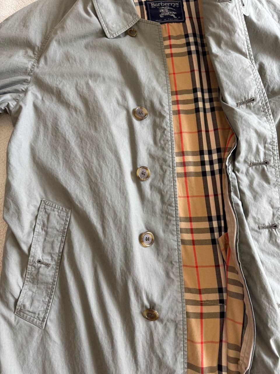 Vintage Burberrys Nova Check Lined Rain Coat Made England Large