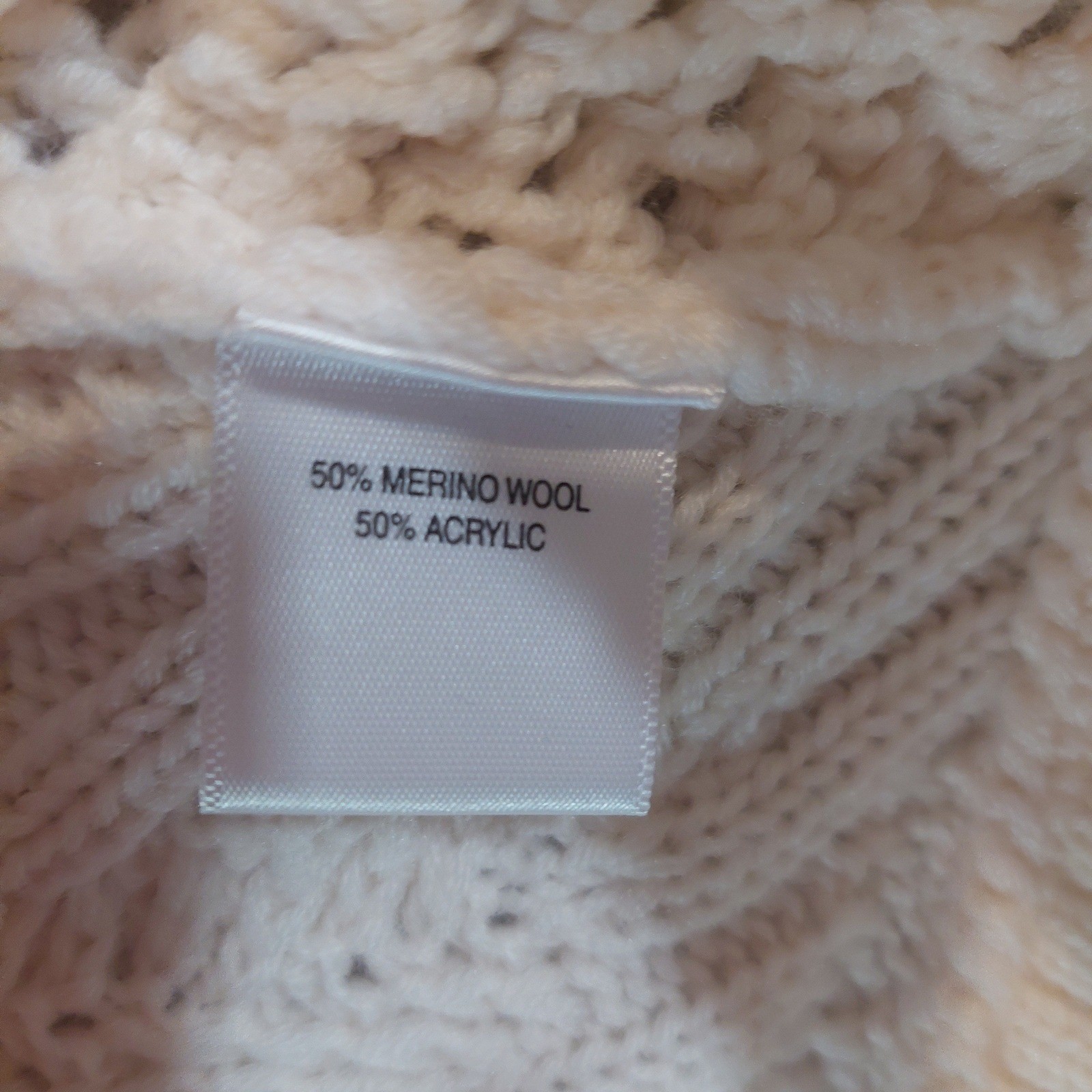 Murano Mens Cream Cable Knit Merino Wool Blend Sweater XL Inflorescence