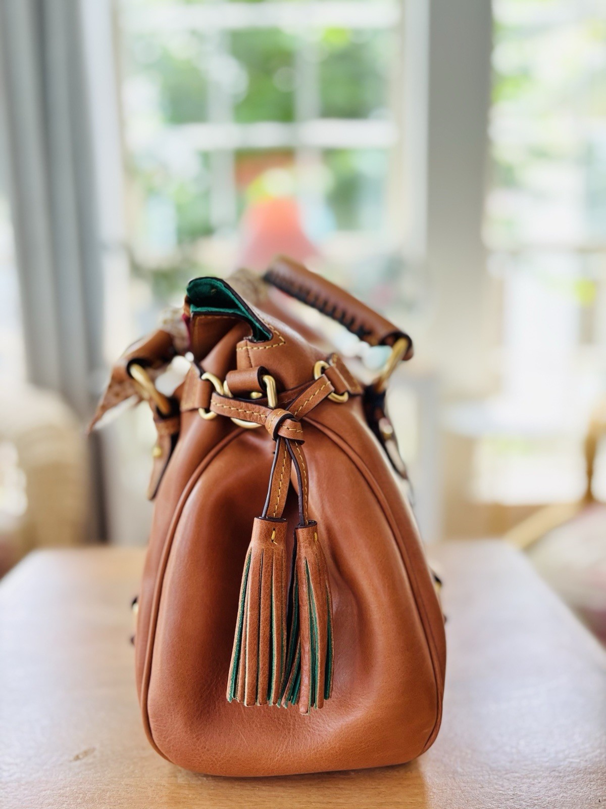 Dooney & Bourke Florentine Leather Large Satchel Handbag Natural 🤎