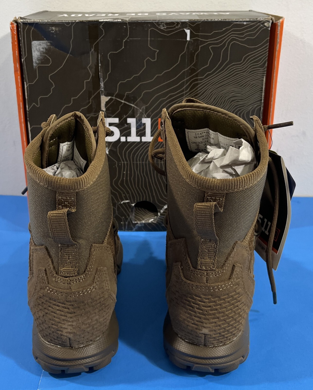 5 REG NIB MENS 5.11 TACTICAL A/T NON-ZIP ALL TERRAIN BOOTS 12422 DARK COYOTE