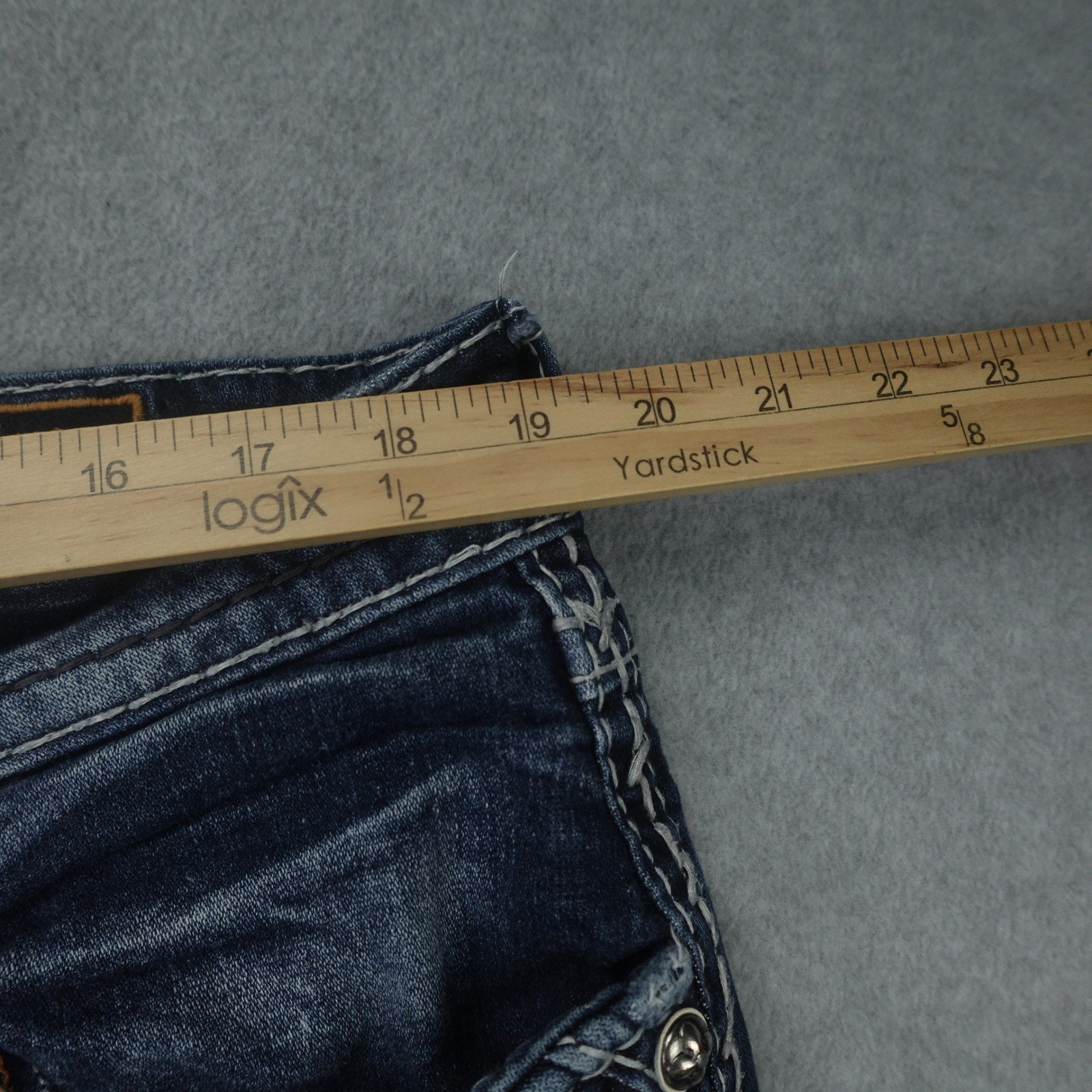 Rock Revival Jeans Mens 36 Blue Distressed Stitch Jaser Straight Denim