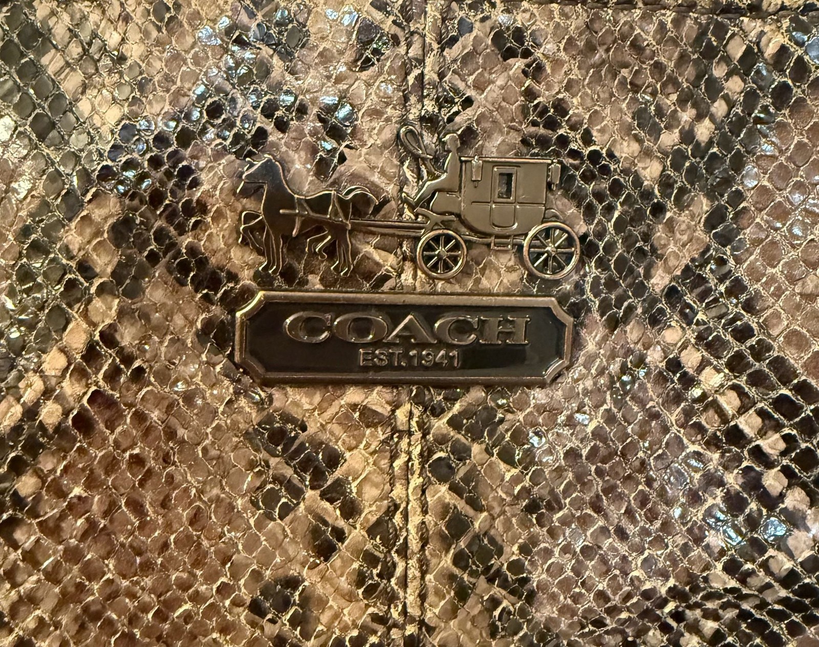 Coach Madison Sophia Python Embossed Leather Satchel with Chain Strap