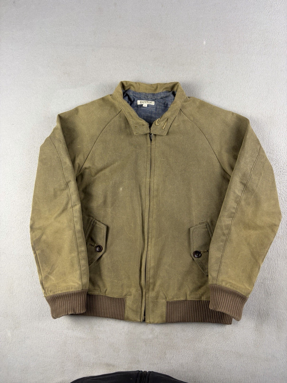Gustin Waxed Canvas Harrington Jacket Men’s Size Medium Brown Made In USA