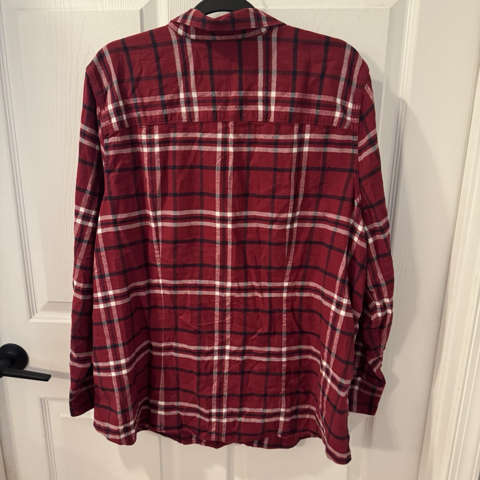 Eddie Bauer Women’s 2X Plaid Flannel Shirt Red Black Button Up Long Sleeve Plus