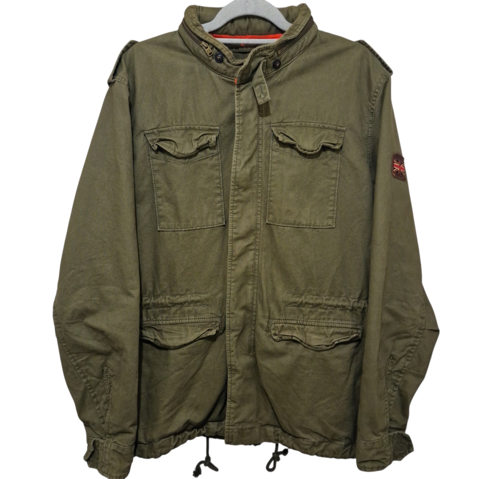 Superdry Mens XXL Green Military Army Field Jacket Hooded Utility Coat