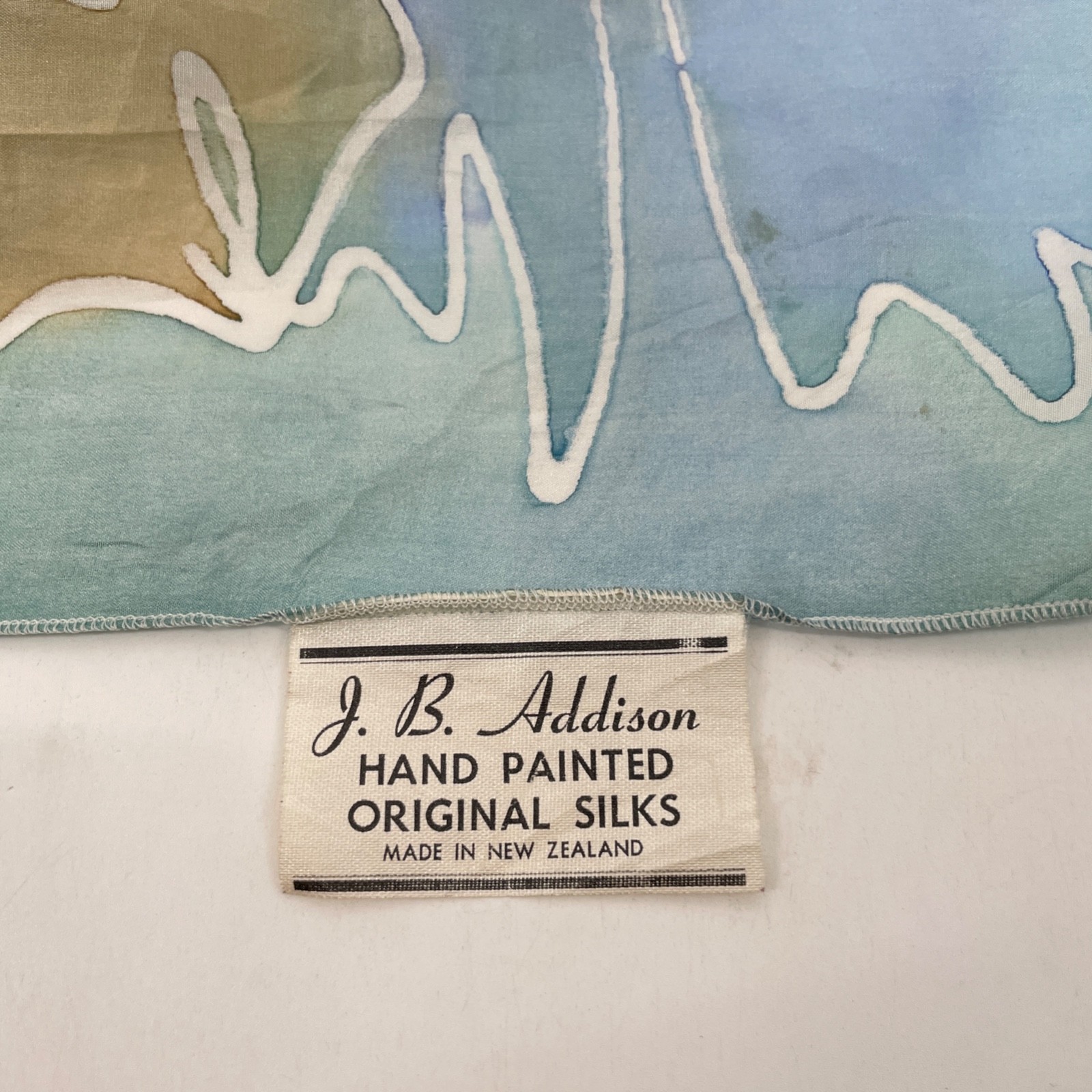 J. B. Addison Hand Painted original Silks Scarf multi watercolor 12x 58″ pastel