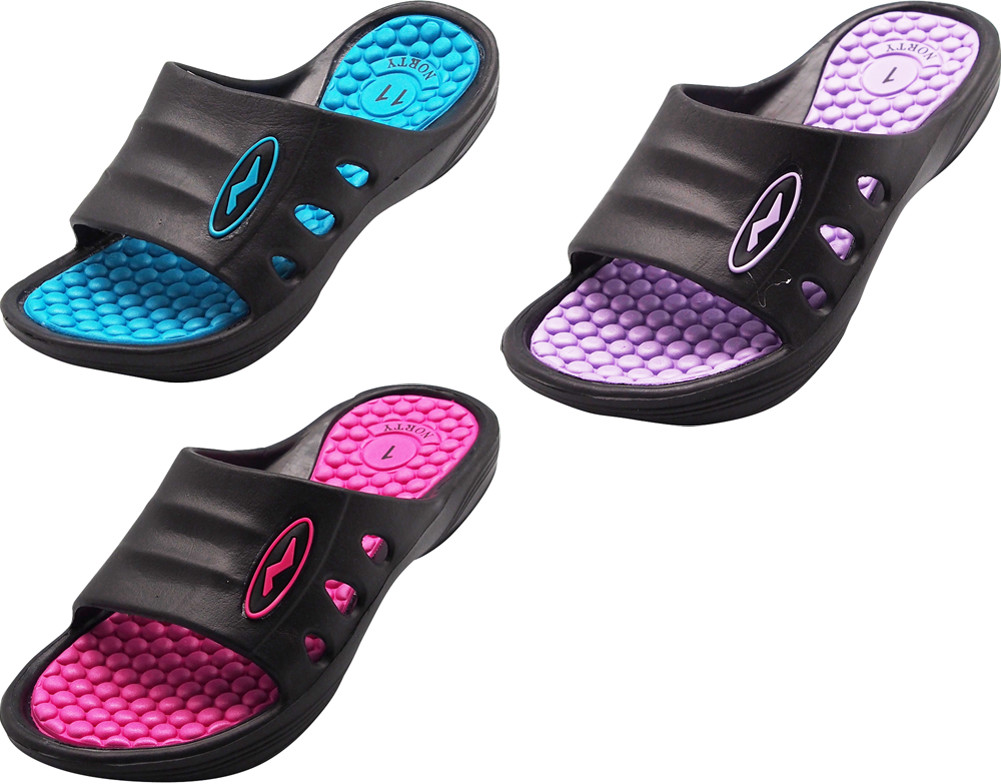 Norty Girl’s Summer Comfort Casual Slide Flat Strap Shower Sandals Slip On Shoes