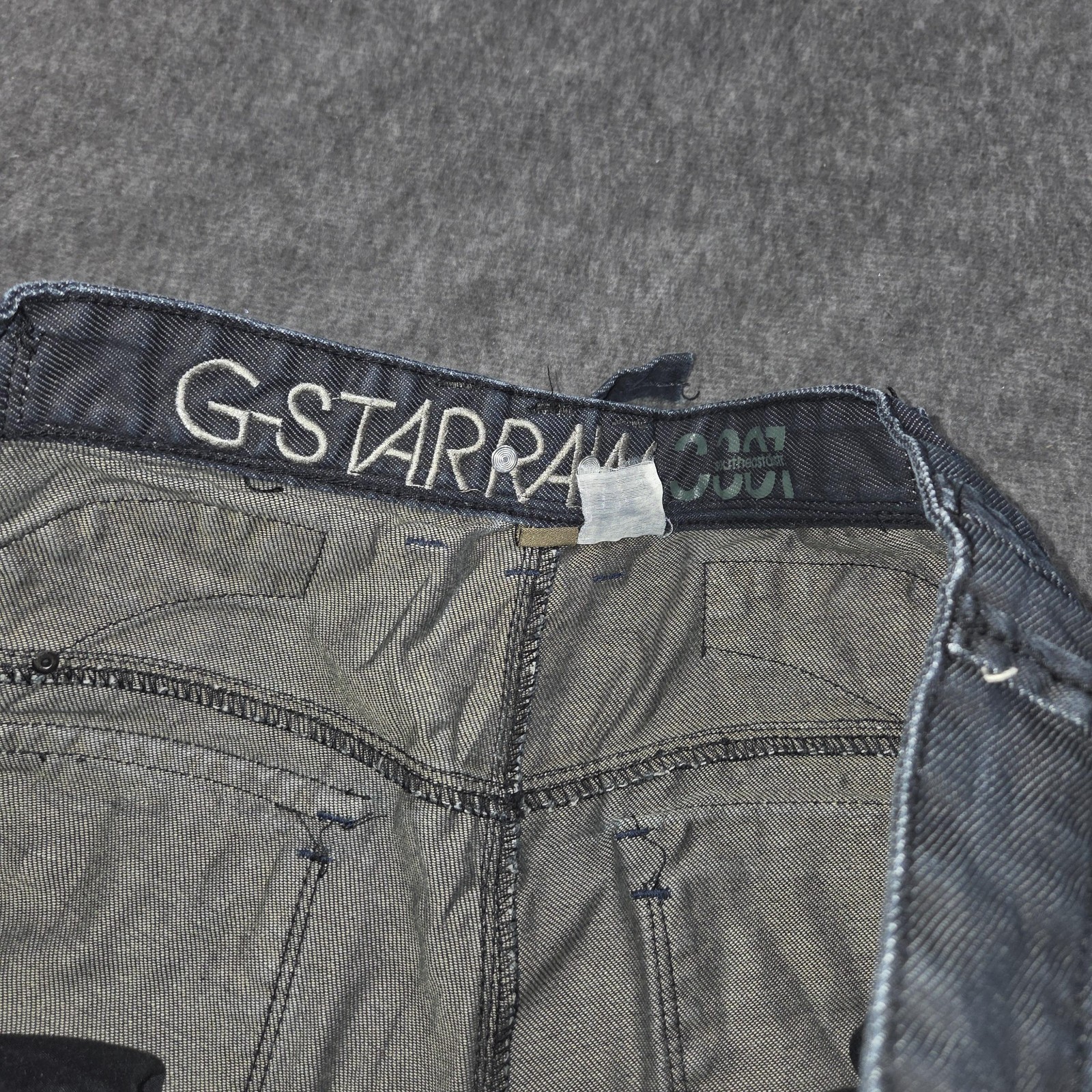 G-Star RAW Jeans Mens 36×32 Blue 3301 Straight Denim Belted Pockets Dark Wash