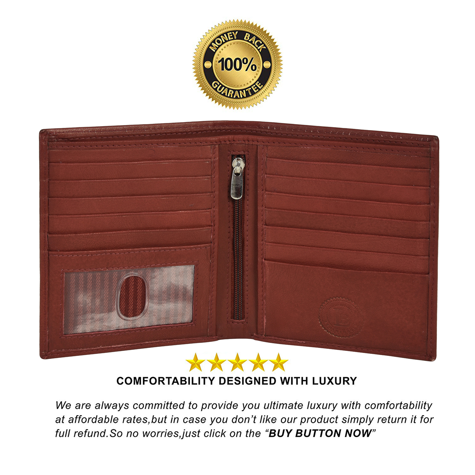 Leatherboss Genuine Leather Men’s Hipster RFID Card Holder Bifold Wallet